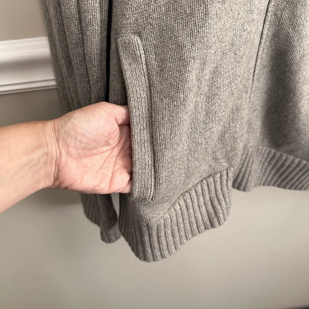 Banana Republic Men Cashmere Full Zip Sweater XL Mock Neck Ribbed Preppy Pockets